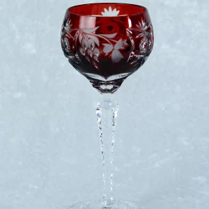 Vintage Genuine German Lead Crystal Burgundy Colored Wine Goblet Glass