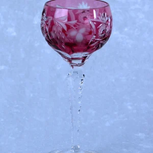 Vintage Genuine German Lead Crystal Rose Colored Wine Goblet Glass