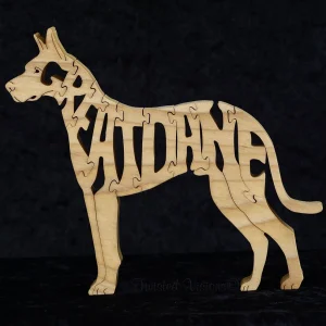 Picture of a Great Dane dog puzzle with cropped ears made with a Scroll Saw